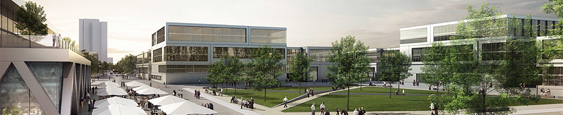Campus Deutz Köln Mikroklima. Rendering Gelände